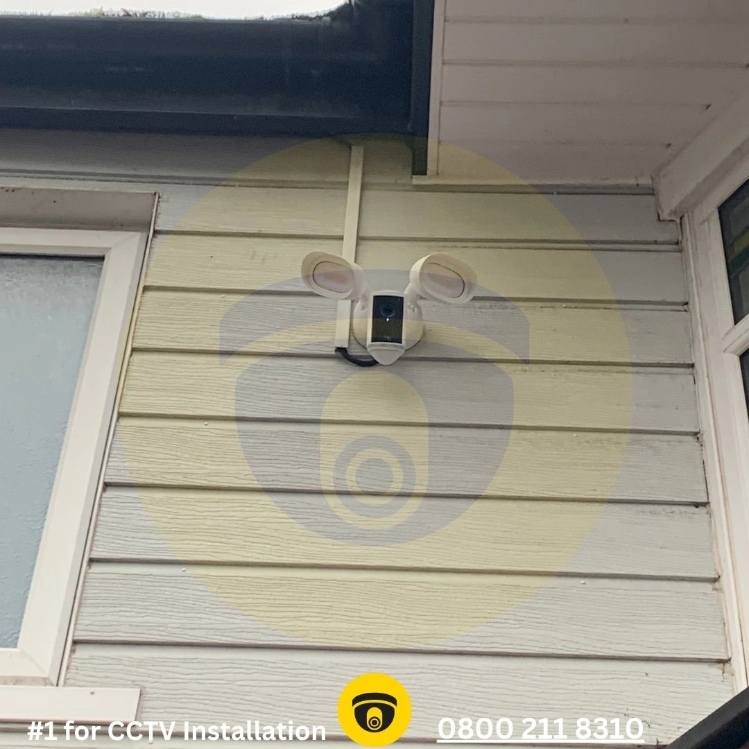Ring floodlight camera installation on a detached house in London