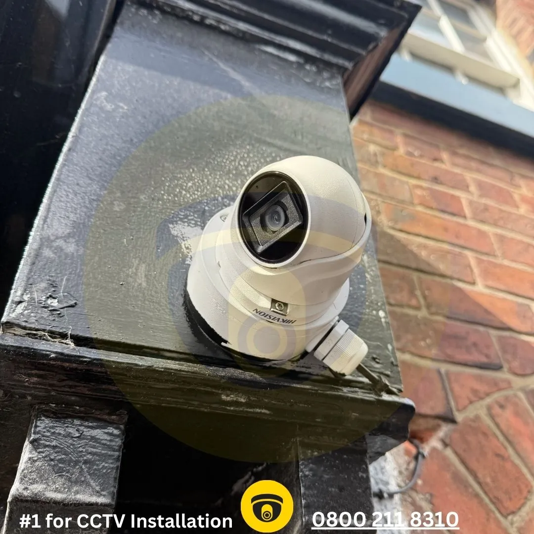 Wall-mounted CCTV camera fitted at Leeds premises